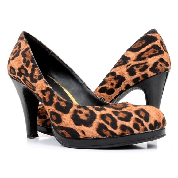 Lane Bryant Women 9 WIDE Width Leopard Animal Print Round Toe Heels Pumps Vegan - Picture 3 of 10
